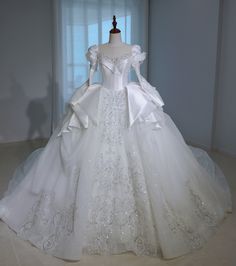 This is a custom-made to order wedding dress by measurements, please contact to private your measurements. Sizes 14-16 will be charged extra $150, Sizes 18-20 will be charged extra $250. If size is more than 20, please contact privately. Video is available to check, contact privately for video. Facebook@ YT Xiao, Instagram@ ting_bridal_collection. All listed dresses are displayed with real sample dresses. Return policy: - All listed items have no return or exchange or refund policy. - Once order Women White Dresses, Royal Ballgown, White Dresses Wedding, Wedding Dress With Ruffles, Big Dresses, Gaun Fashion, Ruffle Wedding Dress