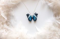 "Perfect gift for all who love Butterflies 🌸  Butterfly Wingspan (Width) is about 5.1 cm / 2\" 🌸  Very lightweight, giant and gentle in the same time, all attention on you! 🌸  Boho chic style 🌸  Great gift for Butterfly lovers! 🌸  Ready to Ship! The price is only for the pendant (chain is included as a gift, - the chain is Rhodium plated of high quality, length 17.7\" / 45 cm)  Feel free to write me if you have any questions or wishes! 😊 The main idea of the earrings is uniqueness and tend Bohemian Butterfly Necklace For Gift, Elegant Metal Butterfly Pendant Necklace, Butterfly Wing Pendant, Artisan Butterfly-shaped Jewelry Gift, Luxury Blue Butterfly-shaped Jewelry, Butterfly Pendant Necklace, Personalized Pendant, Butterfly Jewelry, Butterfly Pendant