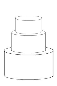 a three tiered cake sitting on top of a white tablecloth covered pedestals