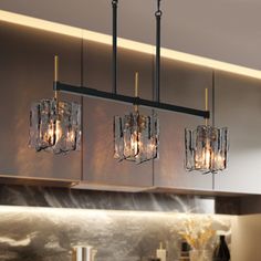 Etta Avenue™ Seamus 5 - Light Kitchen Island Linear Pendant | Wayfair Lights For Dining Room, Island Chandelier, Island Pendants, Island Lights, Kitchen Pendants, Kitchen Pendant Lighting