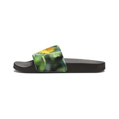 Take on the summer heat with style thanks to these personalized slide sandals for women. Made with PU outsoles and an edge-to-edge strap customization that will never peel, crack, or fade, these sandals feature a high-end quality factor comparable to household-name brands. The straps are made with neoprene and polyester to avoid chafing while the ergonomic sole keeps discomfort at bay. .: Material: 100% PU (polyurethane) outsoles / polyester & neoprene straps .: Black & white outsole color optio Comfortable Slip-on Slides For Leisure, Comfortable Non-slip Slides For Leisure, Trendy Summer Sandals For Leisure, Trendy Non-slip Sandals For Leisure, Trendy Flat Sandals For Leisure, Open Toe Flip Flops For Beach Season Leisure, Trendy Comfortable Slip-on Slides, Comfortable Slip-on Slides For Spring, Non-slip Slide Jelly Sandals For Vacation