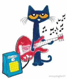 a drawing of a cat playing the guitar