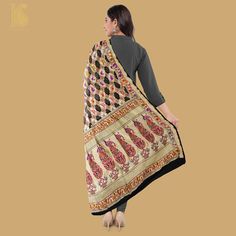 Black Pure Georgette Handloom Banarasi Bandhani Dupatta - Khinkhwab Bandhani Dupatta, Black Weave, Ethnic Looks, Bird Motif, Silk Dupatta, Timeless Accessories, Birds Of Paradise, Sheer Fabrics, Color Variations