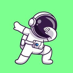 an astronaut floating in the air with his arms out and one hand on his hip