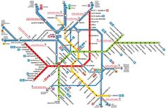 a subway map with many different lines