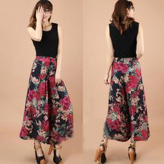 Women's Summer Wide Leg Pant Flower #Pants | Female Pant Flower #Capris – zorket | #ZORKET | #summerpants #floralpants Spring Cotton Wide Leg Pants With Buttons, Spring Wide Leg Cotton Pants With Buttons, Cotton Wide Leg Pants With Buttons For Spring, Spring Floral Print High Waist Wide Leg Pants, Floral Print Summer Pants For Work, Floral Print Pants For Summer Workwear, Spring Wide Leg Bottoms With Buttons, Floral Print Ankle-length Bottoms For Summer, Ankle-length Floral Print Bottoms For Spring