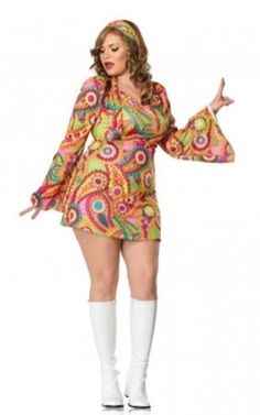 a woman dressed in a hippie costume