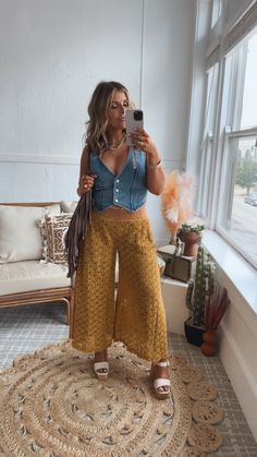 Embrace the vintage boho aesthetic of the season with Our Mineral Washed Lace Wide Pants – the perfect blend of retro and boho style. These pants feature a mineral wash with lace detailing throughout. Mineral-wash Elastic waist (with stretch) Wide leg Lace details Boho aesthetic Relaxed fit True to size SELF 70%COTTON 30%NYLON CONT 100% COTTON MEASUREMENTS:S: INSEAM: 22” | RISE: 13”M: INSEAM: 22.5” | RISE: 13.25”L: INSEAM: 23” | RISE: 13.5" Model Specs: Karli is wearing a size small in the photo.How will this item fit you? Check out our MODEL SPECS (Typical Sizing - Karli: S-Size 5/26 - 5ft 2in, Emily: S-Size 3/25 - 5ft 5in, Syd: L/XL- Size 15/ - 5ft 8in)Need help with sizing? No problem! Join our VIP group on Facebook, Everyday Chic Boutique VIP Insiders to chat directly with our team and Everyday Chic, Boho Aesthetic, Wide Pants, Chic Boutique, Vintage Boho, Style Profile, Unisex Design, Western Fashion