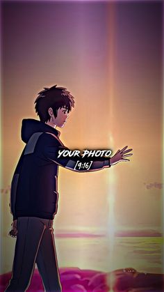 an anime character holding his arms out with the words, your photo is fine on it