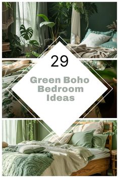 green boho bedroom decor ideas that are easy to do in the day and night