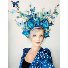 MADE TO ORDER Bespoke Handmade Stunning Blue Rose Statement - Etsy Kaleidoscope Butterfly, Festival Headdress, Butterfly Headpiece, Festival Crown, Indie Festival, Festival Headpiece, Floral Headdress, Beaded Crown, Flower Headdress