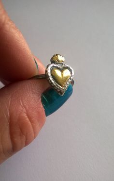 Sacred Heart Ring/ Sacred Heart/ Heart Sacred/ Silver Heart Adjustable Vintage Heart Ring, Unique Adjustable Heart-shaped Ring, Unique Adjustable Heart Ring, Unique Adjustable Heart Shaped Ring, Vintage Heart Ring For Valentine's Day Promise, Heart-shaped Heart Beads Ring For Gifts, Heart Shaped Beaded Heart Ring, Heart Shaped Bead Ring Gift, Heart-shaped Metal Ring For Valentine's Day