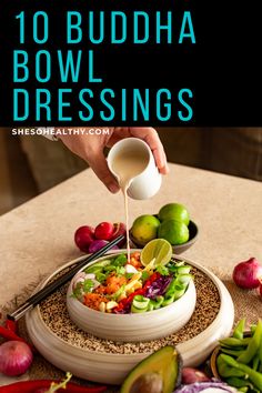 Buddha Bowl Recipe Budda Bowl Recipe, Buddha Bowl Dressing, Bowl Dressing, Healthy Bowls, Vegan Sauces, Dressing Recipes, Veggie Bowl