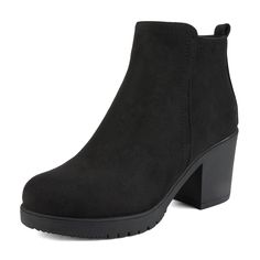 Low Heel Chunky Ankle Boots-dreampairshoes Ankle Boots Winter, Good Work Boots, Boots Chunky Heel, Fall Heels, Short Booties, Blundstone Boots, Chunky Ankle Boots, Womens Low Heels, Boots Chunky