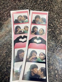 two stickers with pictures of people kissing each other