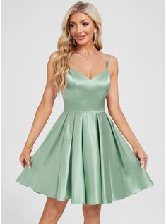 JJ's House Bow Stretch Satin V-Neck Fall Spring Summer A-line General Plus Back Zip Simple Agave Height:5.8ft（176cm） Bust:32in（82cm）Waist:24in（61cm）Hips:35in（89cm） No Short Blue Spaghetti Straps Homecoming Dress. #JJ's House #Bow #StretchSatin #VNeck #Fall #Spring #Summer #Aline #General #Plus #BackZip #Simple #Agave #No #Short #Blue #SpaghettiStraps #HomecomingDress Green Fit And Flare V-neck Dress, Green V-neck Fit And Flare Dress, Green V-neck Dress For Homecoming, Green V-neck Mini Dress For Homecoming, Green A-line V-neck Evening Dress, Formal Green A-line V-neck Dress, Green V-neck Mini Dress For Formal Occasions, Green V-neck Cocktail Dress, Satin Homecoming Dress