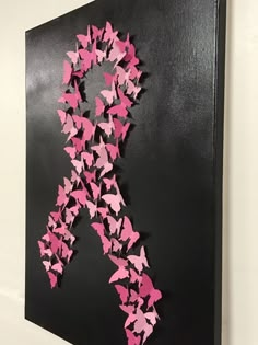 Pink October / Breast Cancer Pinktober Awareness Decoration, Pink October Ideas For School, Pink October Ideas, 3 D Butterfly, 2 Butterflies, Pink Ribbon Awareness, Pink Canvas Art, Pink Awareness