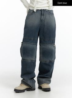 denim-wide-leg-jeans-cf408 / Dark blue Casual Jeans With Button Closure In Blue, Soft-washed Casual Denim Jeans, Casual Soft-washed Denim Jeans, Casual Blue Jeans With Button Closure, Casual Soft-washed Jeans For Fall, Trendy Soft-washed Cotton Jeans, Casual Light Wash Pre-washed Tops, Casual Jeans With Button Closure, Urban Blue Top With Pockets