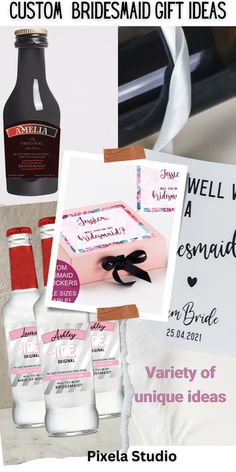 Personalized Bridal shower Liqueur Labels, Custom Bridesmaids Vodka Labels, Tequila Label Design, Bridal Wine Labels, Bridesmaids Box Stickers, Unique Bridesmaids Gift Ideas Tequila Label, Bridesmaids Gift Ideas, Vodka Labels, Customized Bridesmaid Gifts, Box Sticker, Business Packaging