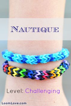 three different colored bracelets with the words nautique on it and an image of a