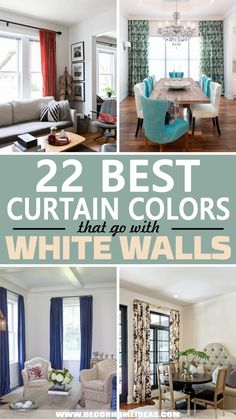 the best curtain colors that go with white walls for living room and dining room curtains