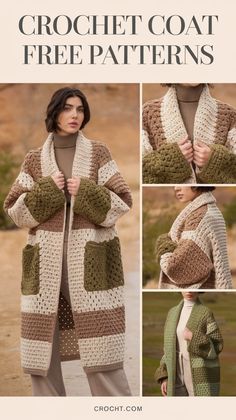 Create a trendy crochet coat with these free patterns. Ideal for a cozy DIY project that keeps you stylish and warm! Crochet Coat Free Pattern, Crochet Coat Pattern, Crochet Sweater Coat, Coat Crochet, Cozy Diy, Crochet Patterns Free Beginner, Crochet Coat, Crochet Winter, Stylish Coat