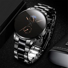 Luxury Classic Black Stainless Steel Analog Quartz Wrist Watch – msheep.com Armstrong Ceiling, Bmw Wallpapers, Men's Watches Luxury, Business Men, Fashion Business, Luxury Watches For Men, Watch Model, Black Stainless Steel, Business Fashion