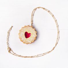 Elfi Handmade Cute Heart Shape Jam Cookie Necklace by ElfiHandmade Whimsical Heart-shaped Necklace For Gift, Playful Handmade Heart-shaped Necklace, Cookie Necklace, Christmas Gifts Handmade, Heart-shaped Enamel Charms Necklace, Multicolor Heart-shaped Kawaii Jewelry, Jewelry Kawaii, Jam Cookies, Cute Heart