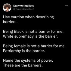 a text message with the caption'use caution when describing barriers being black is not a barrier for me