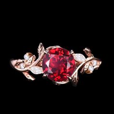 Welcome Over Shop for vintage Jewelry (Please confirm your US size when you make an order) CENTER STONE: Ruby SIZE: 6.5mm SHAPE: Round SIDE STONES: Moissanite or Natural Diamonds CARAT: 0.37ct  (High Quality) CLARITY: SI-VS COLOR: G-H Total weight: 2.4g Purchase Guarantee: 1: Provide you with the best service. 2: 14 Day Refund Guarantee. 3: Free Gift Box& Packing 4: Free Shipping and insurance to All Parts Of The World. Accessories: beautiful Ring box, and little gifts. Processing time: When we receive payment We need 2-3 weeks to work for your items in perfect by hand. Please contact us if you need service: 1: Engraving Ring ( less than 10 letter ) 2: Metal Change(10k/14k/18k White/Yellow/Rose Gold) 3: Resizing. 4: Customize your unique jewelry. Thanks Red Gemstone Jewelry, Ruby Engagement Ring, Red Gemstones, Red Band, July Birthstone, Moissanite Ring, Moissanite Rings, Anniversary Ring, Engraved Rings