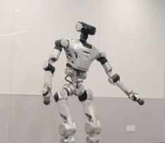 a robot that is standing up in the air