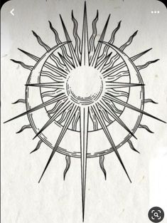 a drawing of a sun with rays coming out of it