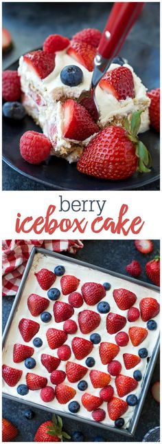 the berry icebox cake is ready to be eaten