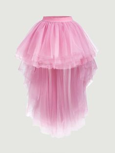 High Low Hem Mesh Date Night Pink Skirt Baby Pink Party   Mesh Fabric Plain Asymmetrical Non-Stretch All Women Clothing, size features are:Bust: ,Length: ,Sleeve Length: High Low Tulle Skirt, Tule Rok, Gonna In Tulle, Fluffy Skirt, Clueless Outfits, Sequin Formal Dress, Spring Skirts, Mesh Skirt, Plus Size Skirts