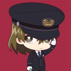 an anime character wearing a police uniform