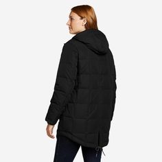 Women's Frostine Down Parka | Eddie Bauer Insulated Black Parka, Eddie Bauer Womens Winter Coat, Insulated Long Sleeve Black Parka, Eddie Bauer K-6 Boots, Black Outdoor Parka With Double-lined Hood, Down Parka, Eddie Bauer, Knit Cuff, Front Zipper