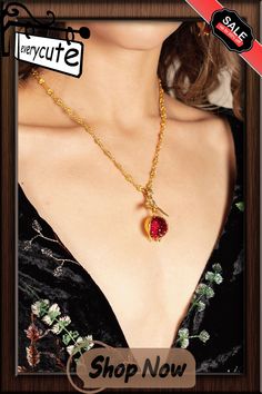 Pomegranate Design Turkish Gold Necklace Elegant Red Locket Necklaces, Elegant Red Necklace With Detachable Pendant, Pomegranate Necklace, Pomegranate Design, Spiritual Meaning, Pomegranate, Gold Necklace, Fruit, Gold