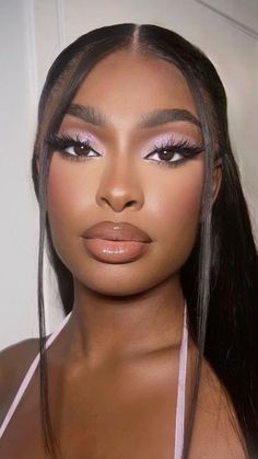 Glam Makeup Purple, Makeup Purple Eyeshadow, Purple Eyeshadow Makeup, Aesthetic Eye Makeup, Aesthetic Eye, Birthday Makeup Looks, Natural Glam Makeup