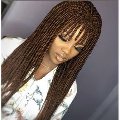 Exotic Wigs, Braids With Bangs, Medium Box Braids, Short Box Braids, Braid Wig, African Hair Braiding Styles, Braided Bangs, Long Box Braids, Braids Hairstyles Pictures