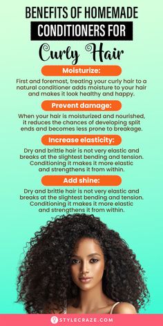 Anyone with curly hair can tell you that caring for it is similar to caring for a child. It requires continual nurturing and careful treatment, and if you don’t give it what it wants, it will throw a tantrum by frizzing up. Homemade Conditioner, Natural Conditioner, Curly Hair Styles, Skin, Hair