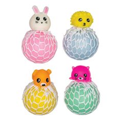 Animal Mesh Squeeze Balls Cute Critters, Squishy Toys, Bunny Pink, Blue Ball, Construction Toy, Mint Green, Mesh, Google Search, Christmas Ornaments