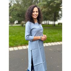 This grey kurta for women features rayon fabric for a comfortable and soft feel. The 3/4th sleeves and front button design make it a simple yet stylish choice for any occasion. An industry expert pick for easy and elegant dressing. A classic wardrobe staple this Kurta features a flattering a-line silhouette, designed to provide a comfortable fit. The figure-flattering design makes this kurta ideal for any occasion. Note : Please size up as Kurta fits snug. Fit: Regular Fit Fabric: Rayon Neck: Ro Casual Straight Kurta For Work, Casual Cotton Kurta With Half Sleeves, Casual Spring Workwear Kurta, Kurta Fits, Grey Kurta, Elegant Dressing, Kurta For Women, Classic Wardrobe Staples, Classic Wardrobe