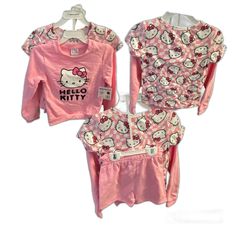 Hello Kitty Sario 3 Piece Girls Outfit Crewneck Sweater, Top, Shorts, Pink Girls Size 7/8 New Hello Kitty Pink, Crewneck Sweater, Kids Bottoms, Pink Girl, Crew Neck Sweater, 3 Piece, Sweater Top, Pink White