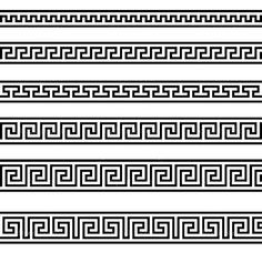 a set of black and white greek ornament designs