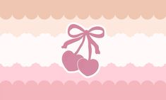 two hearts tied with a bow on a pink and beige striped background