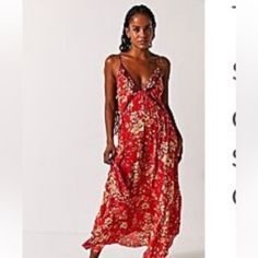 Nwt Free People There She Goes Dress, In Color “Meadow Combo” (Sold Out Online) Size Medium. Never Been Worn, Just Lost Some Weight Before I Could Wear It! It’s Incredibly Flattering And So Comfy. Red Rayon Maxi Dress For Beach, Red Sundress Maxi Dress For Holiday, Red Flowy Maxi Dress For Holiday, Red Printed Midi Dress For Beach, Red Rayon Dress For Vacation, Red Bohemian Dress For Holiday, Red Rayon Maxi Dress For Spring, Red Rayon Summer Dress, Flowy Red Sundress Maxi Dress