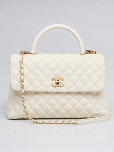 Chanel Coco Top Handle, Coco Chanel Bags, White Chanel Bag, Chanel Coco Handle, Prom Bag, Coco Handle, Chanel White, Luxury Bags Collection, White Crossbody Bag