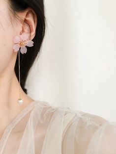 Material: 925 sterling silver Length: 3.9 in | 10 cmSakura diameter: 1.3 in | 3.5 cm Sakura Jewelry, Sakura Earrings, Your Adorable, Rings Necklace, Shrink Plastic, Paper Jewelry, Design Dresses, Pink Earrings, Everyday Items