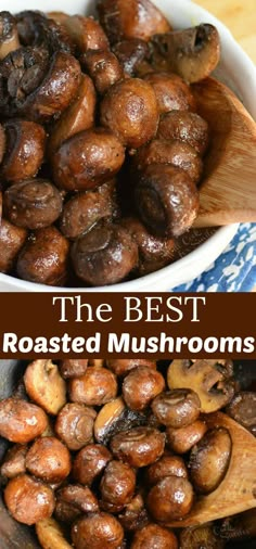 the best roasted mushrooms are in this bowl