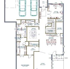 the floor plan for a house with two car garages and an attached living room